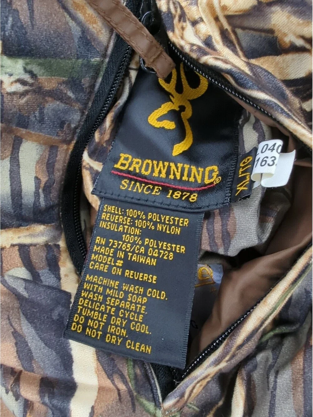 Browning Camo Hunting Bomber Jacket Mens XL X-Large Reversible Shadow Grass Bird
